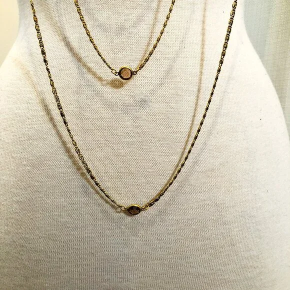 Vintage 1960s Goldette Jewelry Multi Strand Necklace with Pendants in Gold Tone - Picture 4 of 15